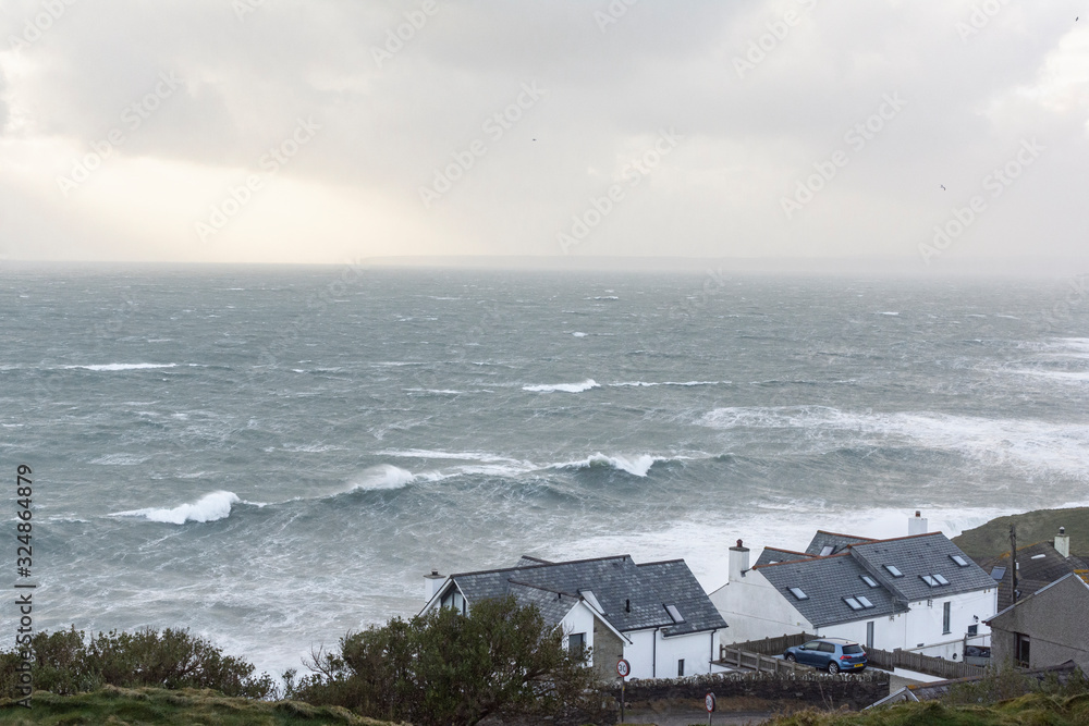 Storm Dennis and Ciara hit the South coast of Cornwall hard Stock Photo |  Adobe Stock