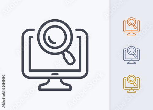 Magnifier On Computer - Pastel Stroke Icons