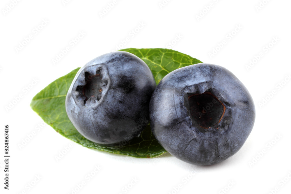 Blueberries and leaf Blueberries and leaf