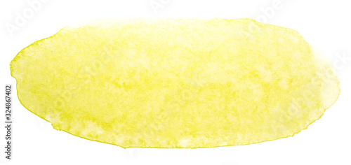 Watercolor yellow stain element. Watercolor texture on paper photo on a white background isolated