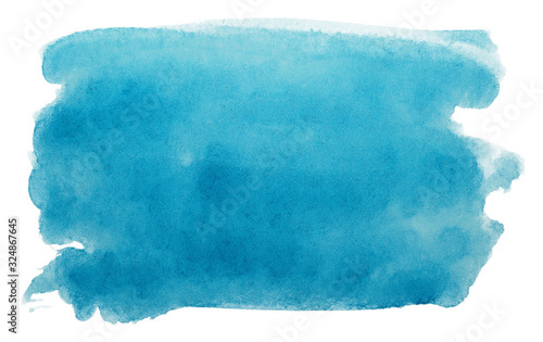 Watercolor blue stain element. Watercolor texture on paper photo on a white background isolated