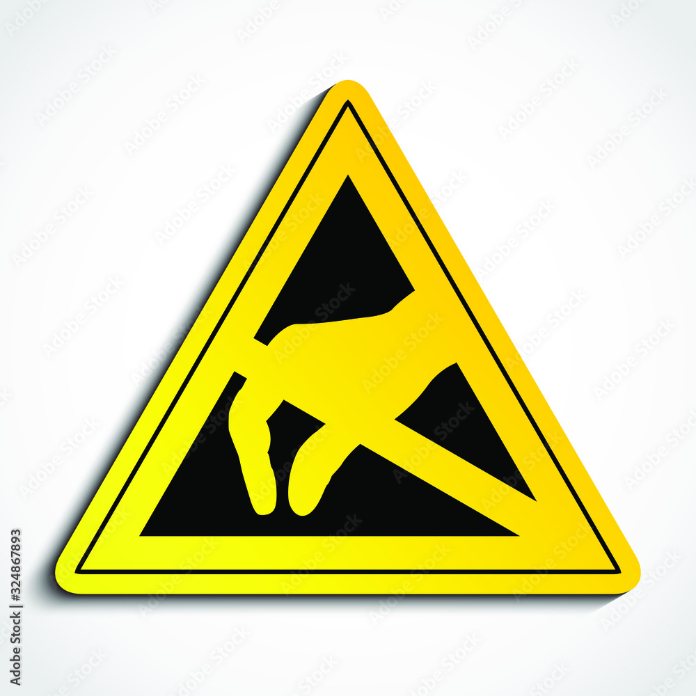 3d ESD triangle symbol / electrostatic discharge vector illustration