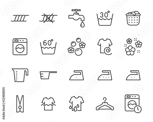 set of laundry icons, cleaning, washer, housework, service