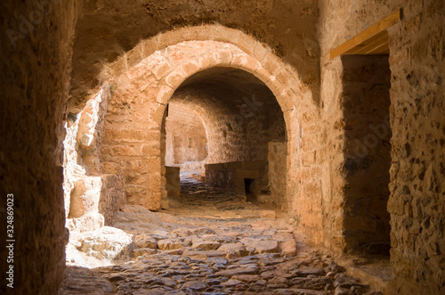 The arches and tunnels of upper town Monemvasia in Greece