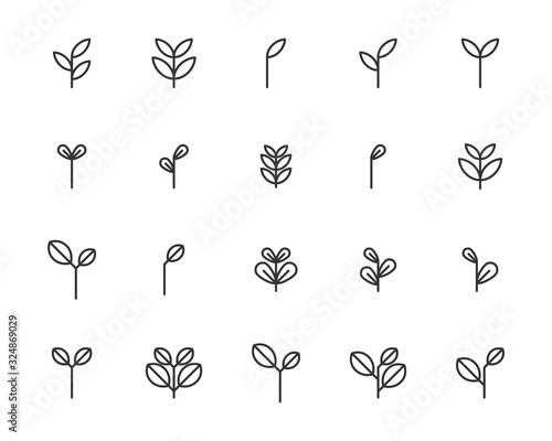 Fotótapéta set of sprout icons, leaf, plant, nature, environment