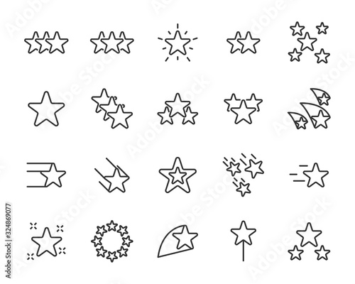 set of star icons, celebration, award, celebrity, sparkling