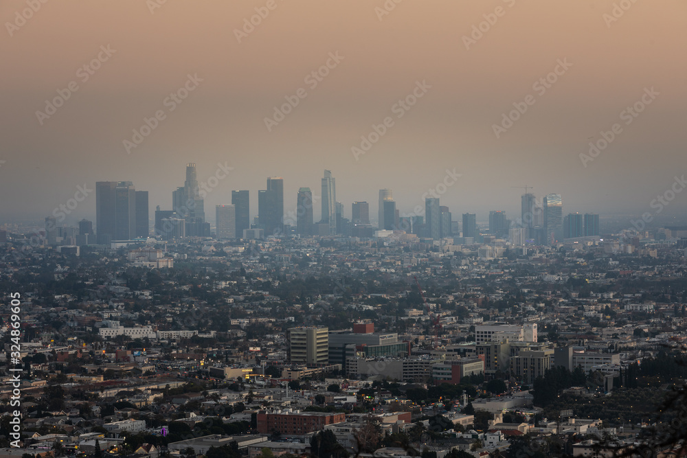 Los Angeles downtown view from Griffith Observatory, California, United States.