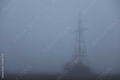 electricity pylon and blue sky