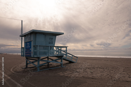 View from Santa Monica beach in Los Angeles, California, United States.
