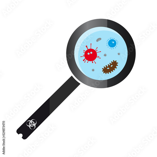 virus or bacterial infection visible through magnifier