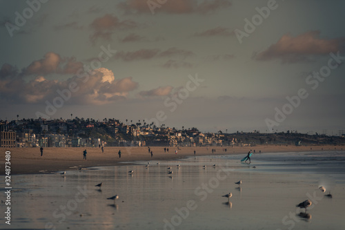 View from Santa Monica beach in Los Angeles  California  United States.