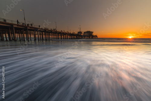 Santa Monica pier  iconical view from California coast  United States.