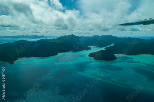 Aerial view tropical Whitsunday Islands Australia © Simon