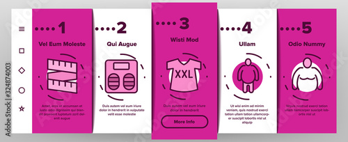 Obesity And Overweight Onboarding Icons Set Vector. Obesity Person And Xxl T-shirt, Unhealthy Food And Flatware Illustrations