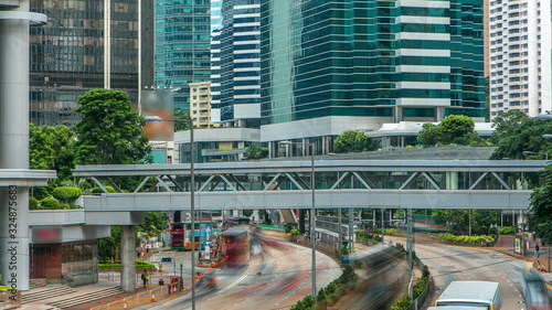 Photography Hong Kong traffic timelapse in Central District of Hong Kong.