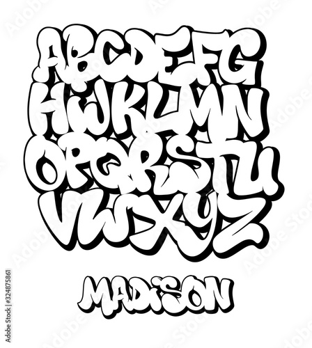 Street Graffiti Font, handwritten Typography vector illustration.