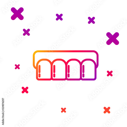 Color line Dentures model icon isolated on white background. Teeth of the upper jaw. Dental concept. Gradient random dynamic shapes. Vector Illustration