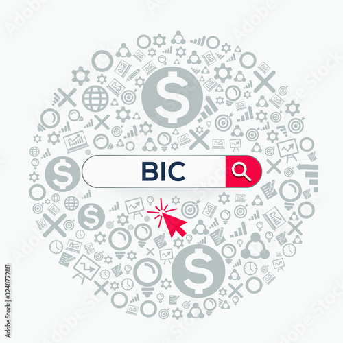 BIC mean (bank identifier code) Word written in search bar ,Vector illustration.