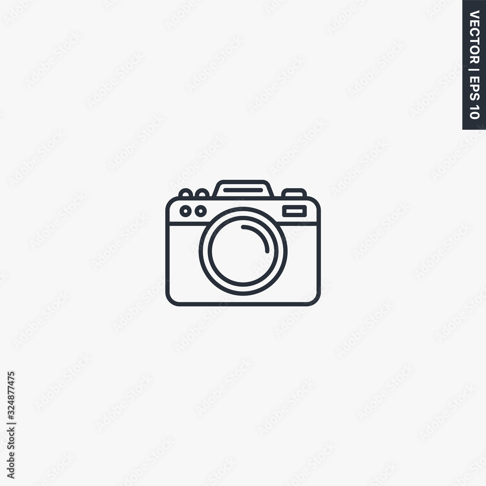 Camera, linear style sign for mobile concept and web design