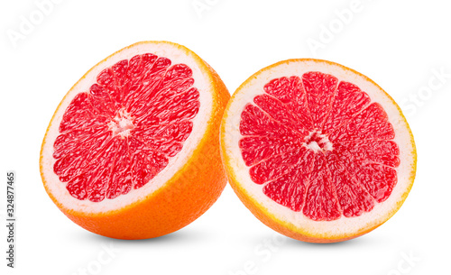 pink orange or grapefruit with slice on white background