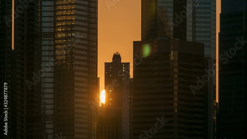 Photography Sunset and silhouettes of buildings timelapse. Hong Kong