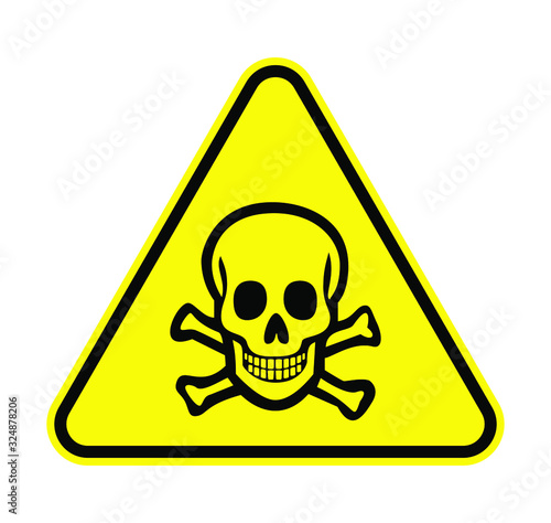 Poison Sign head skull in yellow triangle vector illustration