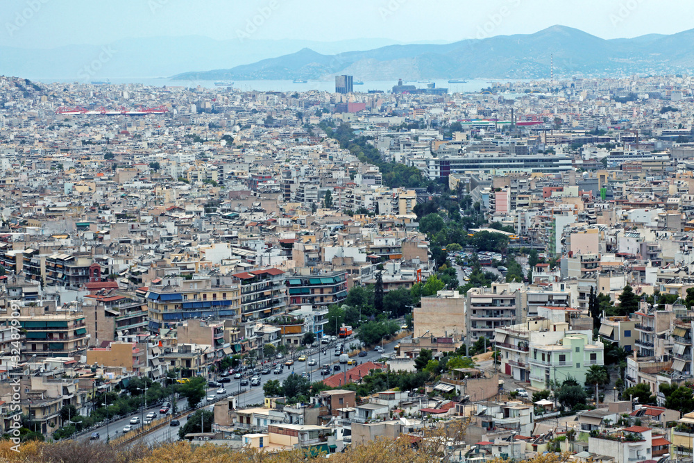aerial view of athens , greece