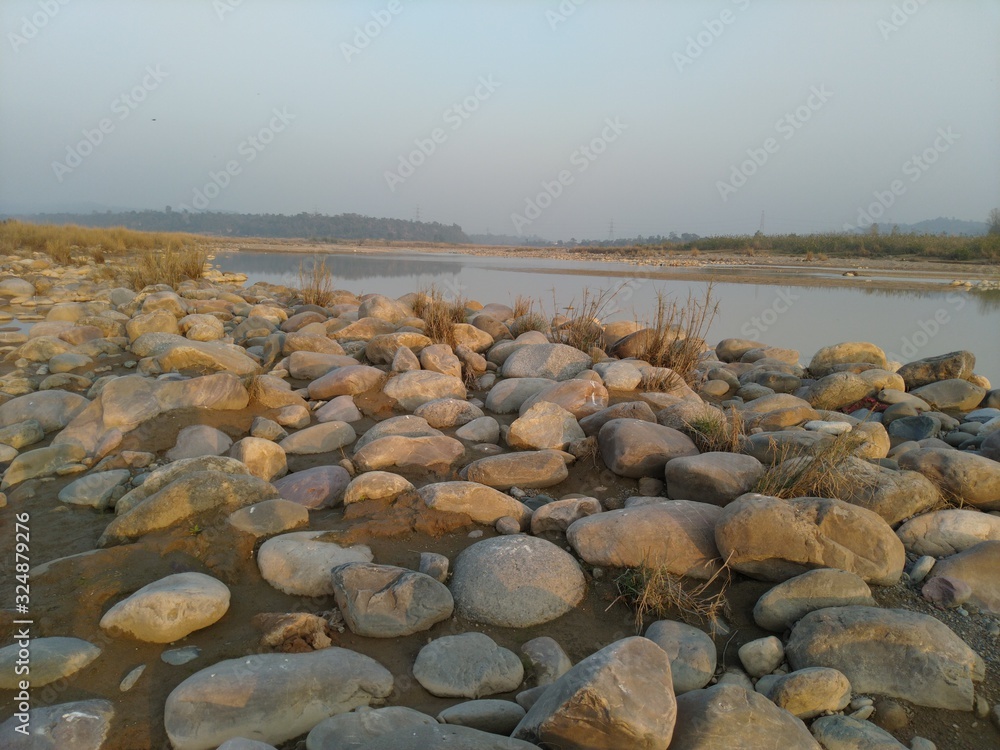 Beautiful River water with stone Himachal Pradesh India Beautiful River water with stone Himachal Pradesh India