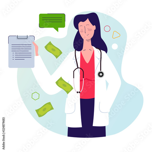 Doctor healthcare billing money payment business concept of ethic in medical billings
