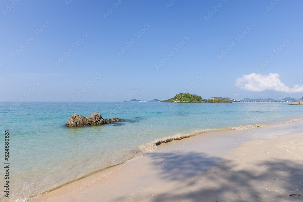 Landscapes View The atmosphere is beautiful Sand and sea and the color of the sky, The beach of Thailand.