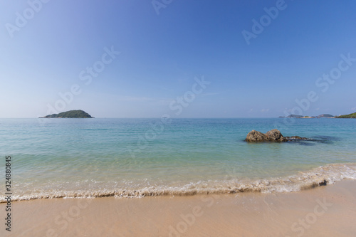 Landscapes View The atmosphere is beautiful Sand and sea and the color of the sky, The beach of Thailand. © piyaphunjun