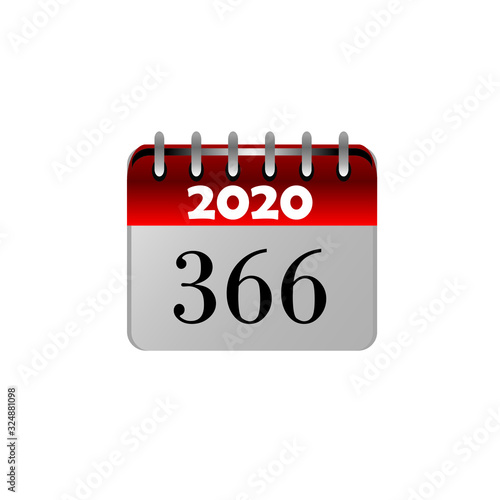 2020 leap year calendar sheet, years that are divisible by 4. logo design. 366 days.  Vector illustration photo