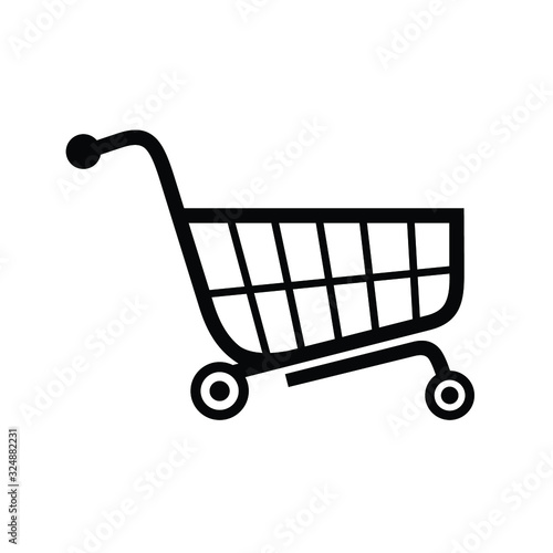 shopping cart illustration, web icon, flat style