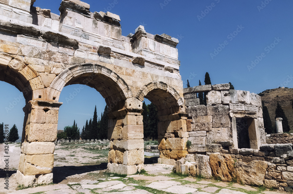 Hierapolis arch Greece Turkey the ruins of the ancient summer sun
