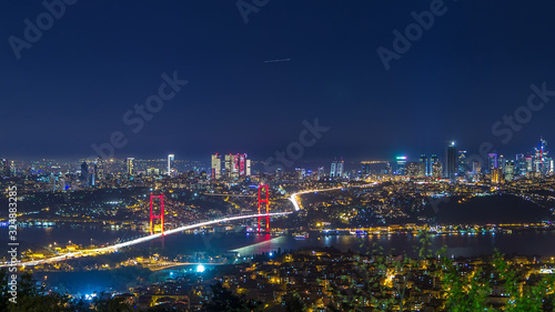 Photos Istanbul city skyline cityscape night time lapse view of bosphorus bridge and fi