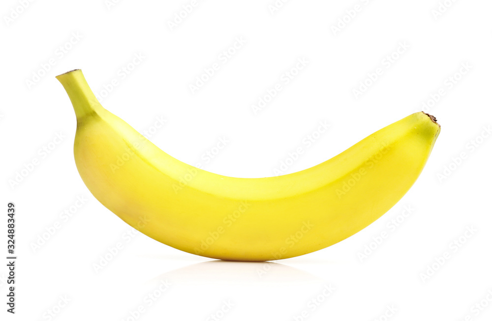 Ripe banana isolated on white background.