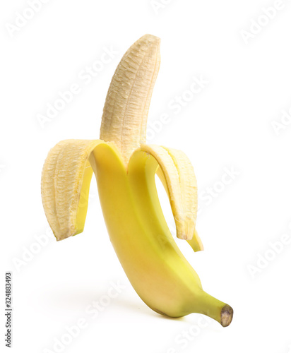 Ripe banana isolated on white background.