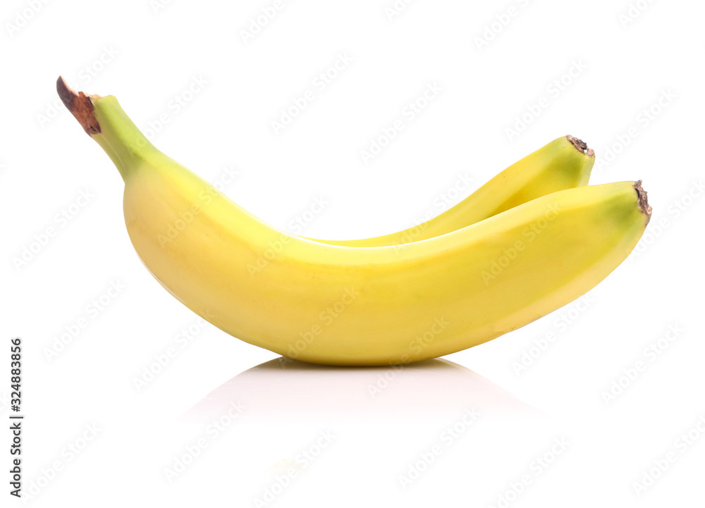 Ripe bananas isolated on white background.