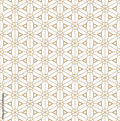 Seamless japanese pattern Kumiko style in golden.