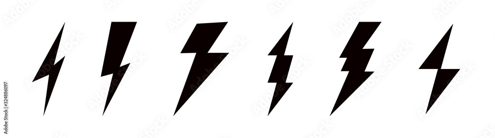 Bolt lightning set. Icon thunderbolt in flat style. Vector Bolt lightning set. Icon thunderbolt in flat style. Vector