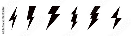 Bolt lightning set. Icon thunderbolt in flat style. Vector