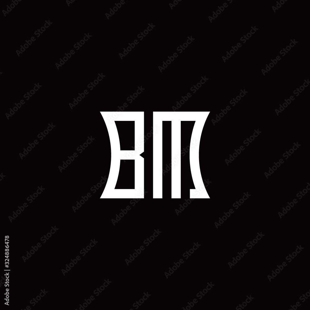 BM monogram logo with curved side style design template