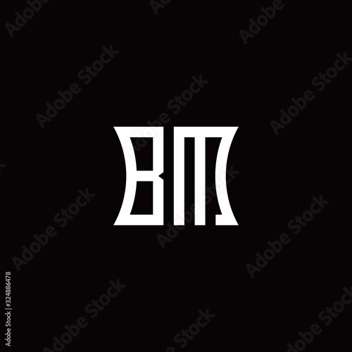 BM monogram logo with curved side style design template