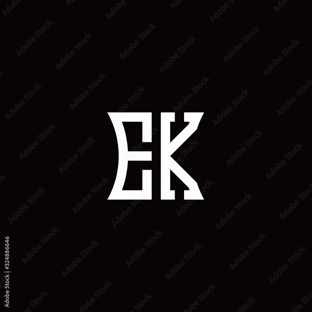 Fototapeta premium EK monogram logo with curved side style design template