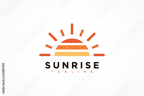 Abstract Sun Logo. Vintage Sun Icon with Rays. Flat Vector Logo Design Template Element.