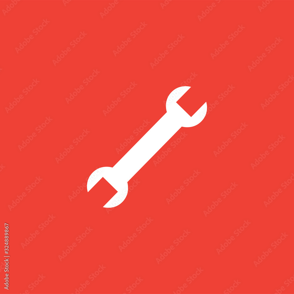 Wrench Red Icon On White Background. Red Flat Style Vector Illustration Wrench Red Icon On White Background. Red Flat Style Vector Illustration