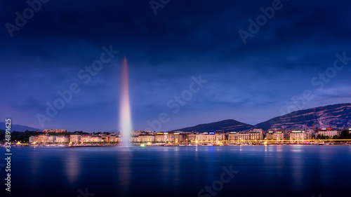 Geneva long exposure blue hour