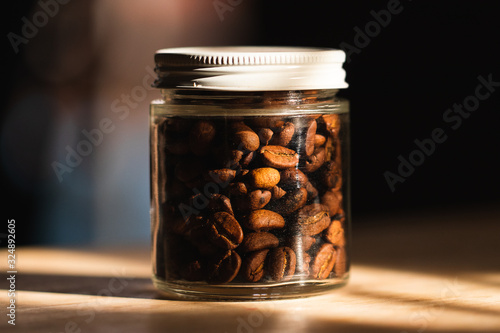 Glass Jar of Coffee Beans