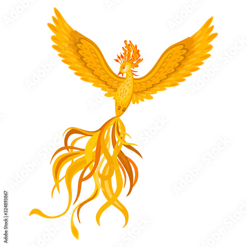 Hand drawn phoenix fire bird. Vector illustration