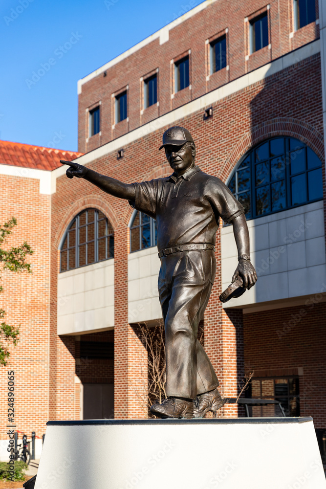 Tallahassee, FL / USA: Coach Bobby Bowden statue in front of Doak